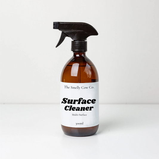 A 300ml amber refillable cleaning spray bottle.