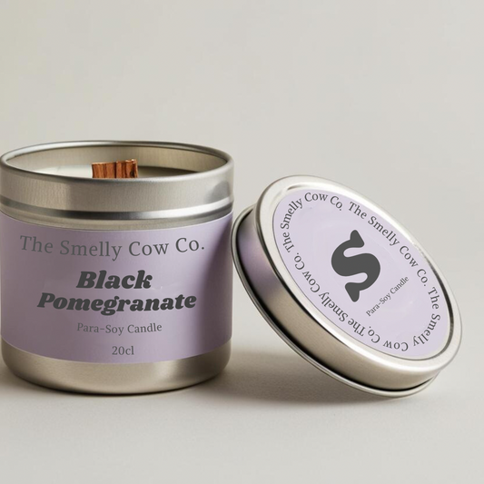 Black pomegranate wood wick candle